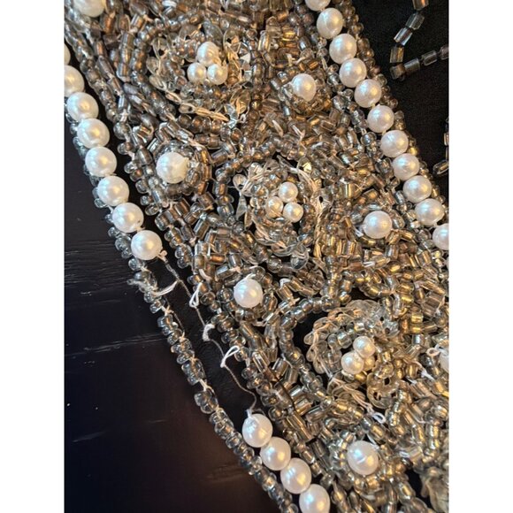 Lawrence Kozar Beaded Silk Evening Jacket Black Gold Metallic Embellished XL - Picture 6 of 7